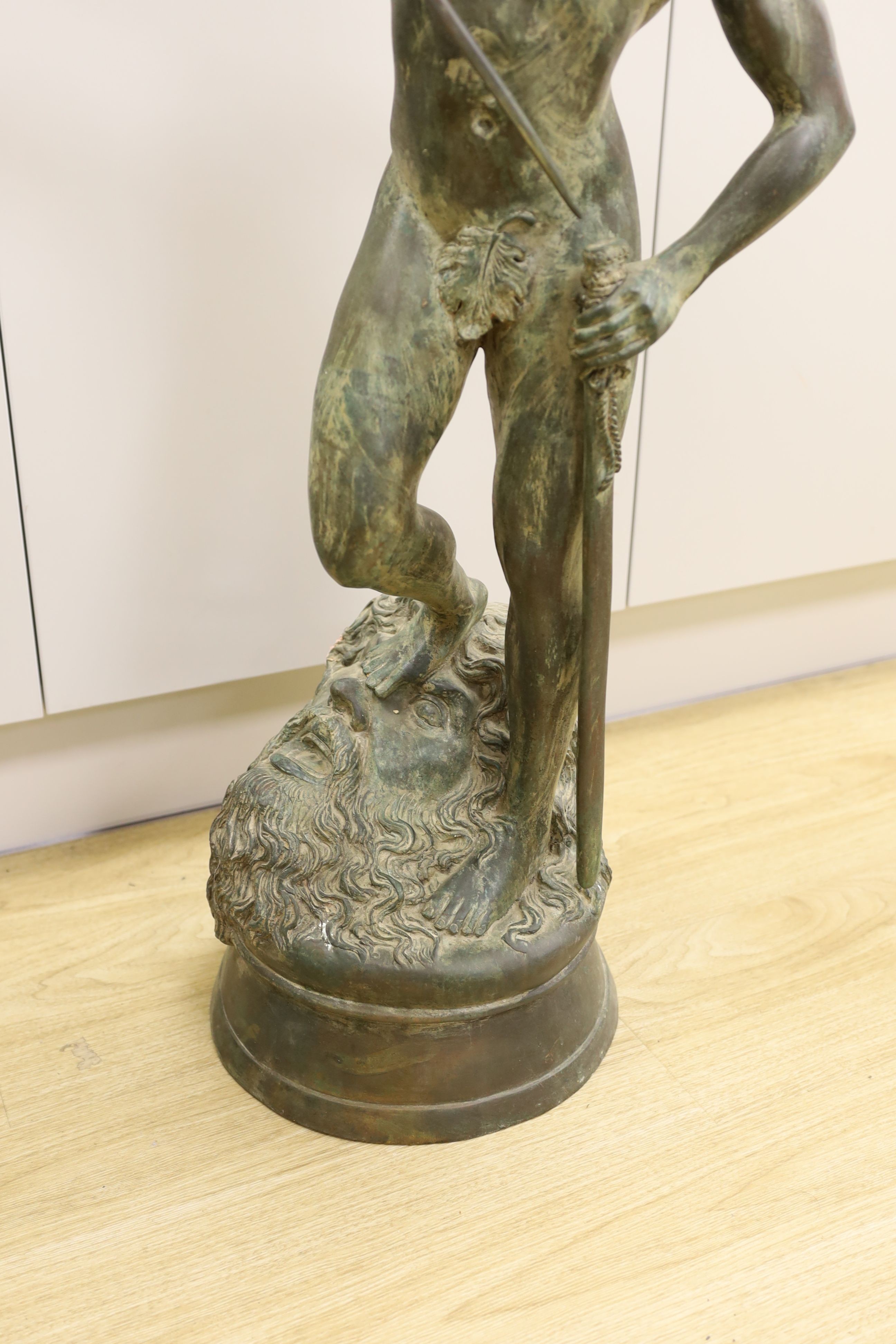 A large Italian bronze figure of David and the head of Goliath - 83cm tall